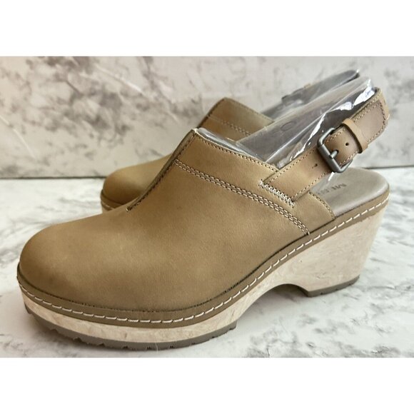 Merrell Halendi Backstrap Clog Womens 8 Moon‎ Tan Leather Shoe New - Picture 2 of 9